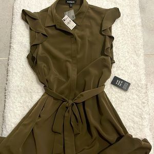 Express olive green shirt dress